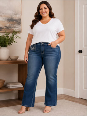 Earl Blue Jean Boot Cut Jeans, Women's Plus Size 18W